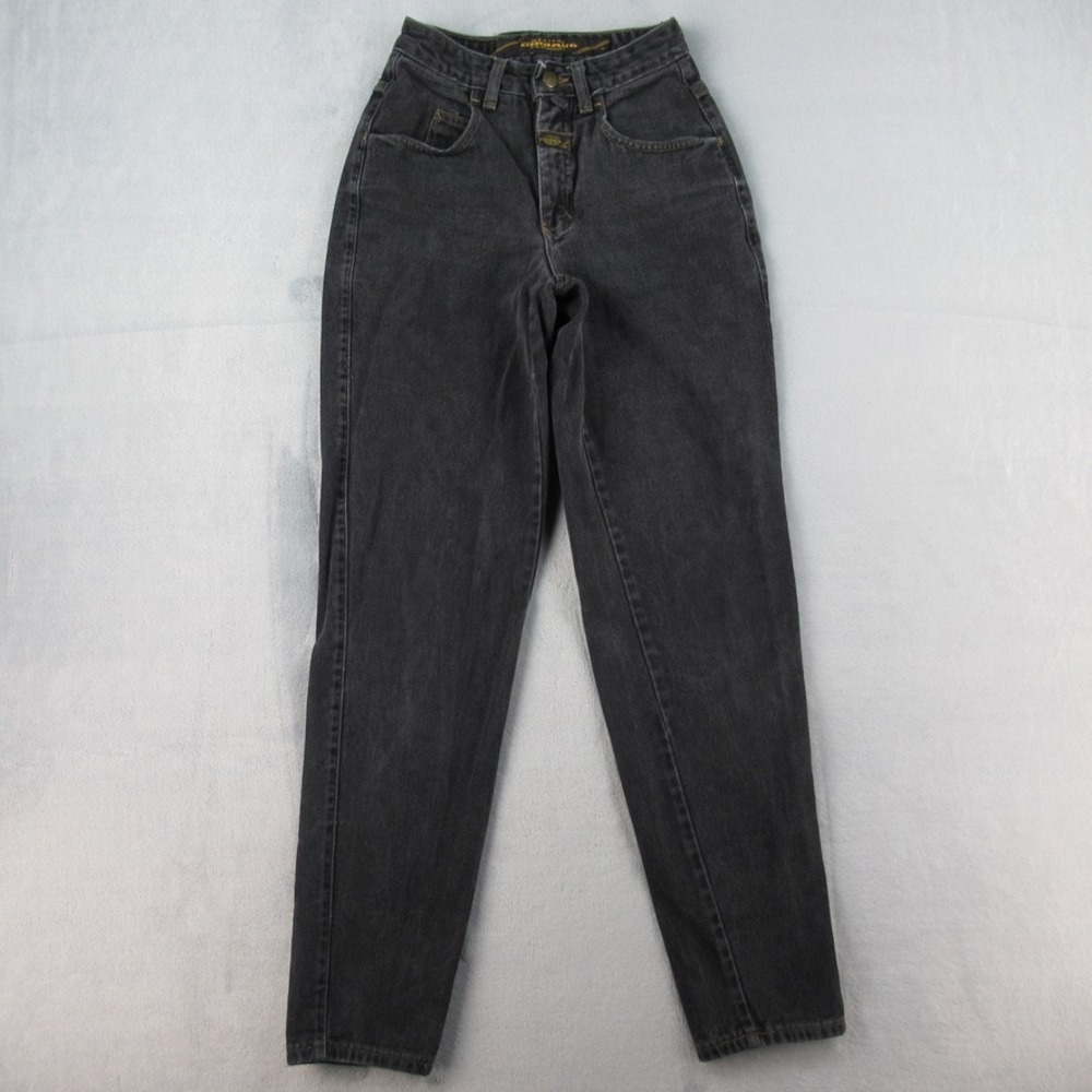Marithe Francois Girbaud Vintage Black High Rise Tapered Mom Jeans‎ Size 3/4 USA